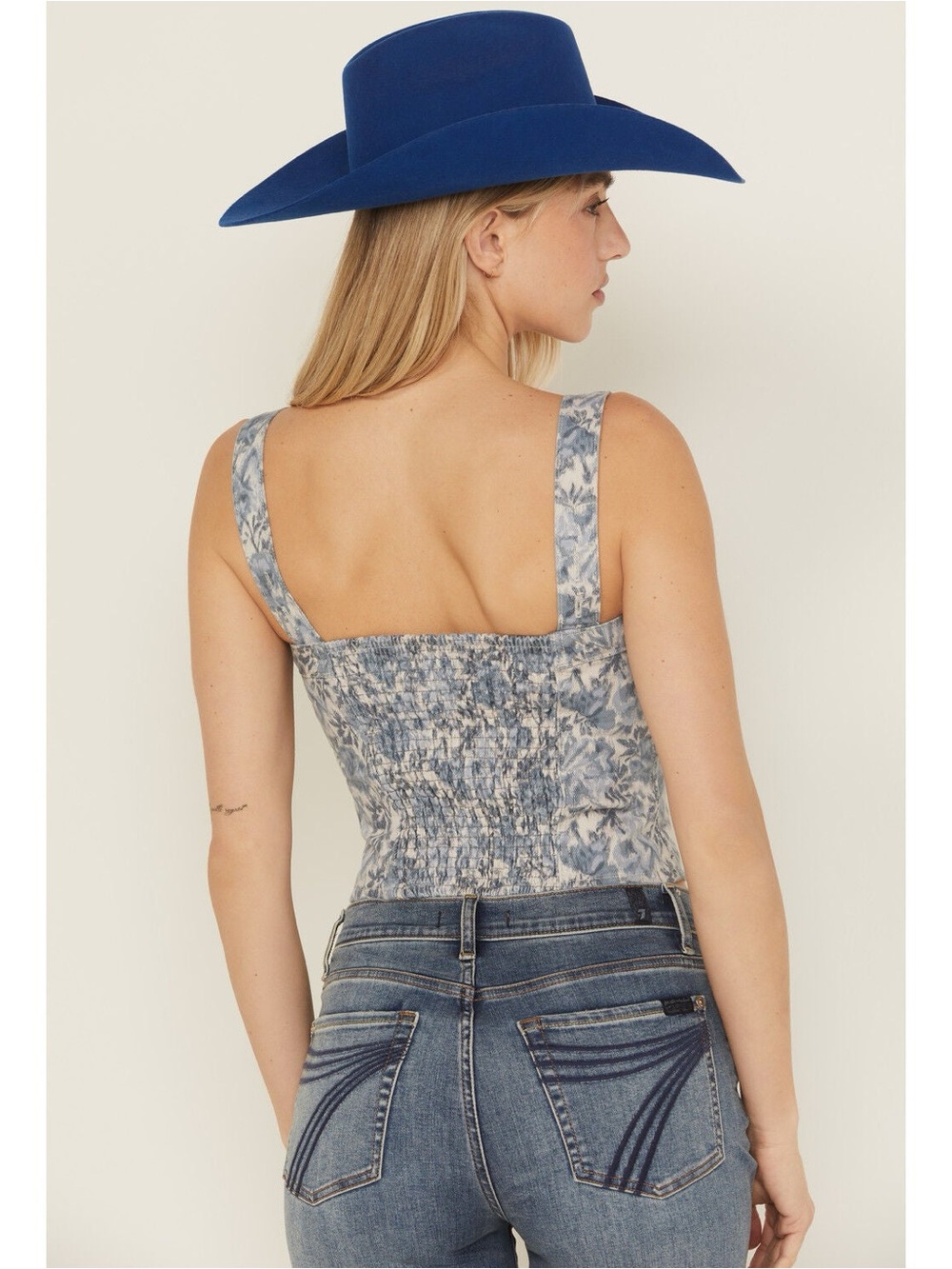 NWT Levi's Floral Print Denim Bustier - Picture 2 of 5
